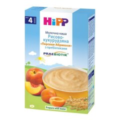Молочна рисово-кукурудзяна каша HiPP персики-абрикоси з пребіотиками 250 г 2983 9062300113638