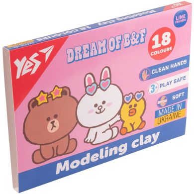 Пластилін YES, 18 кольори, 360г Line Friends YES 540679