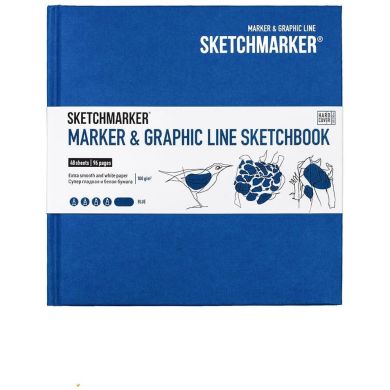 Скетчбук SketchMarker Marker&Graphic 163x163 мм 48 л. 180 г/м² твердый переплет синий MGLHSQ/BLUE