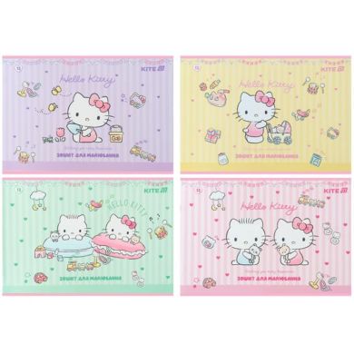 Тетрадь для рисования, 12 листов, скоба, софт тач + УФ лак, Hello Kitty-1 Kite HK25-241-1