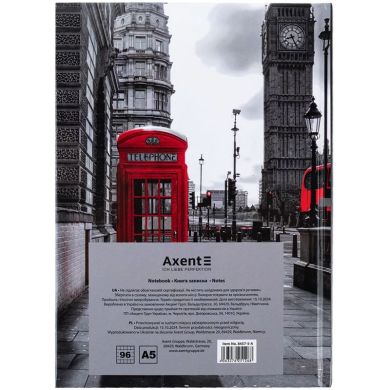 Книга записна тверда обкл. А5, 96 арк., кліт., R&B Telephone Axent 8457-5-A
