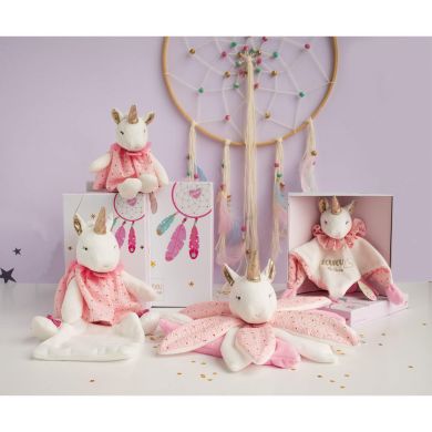 Комфортер-мягкая игрушка Единорог коллекция Attrape Reves, в коробке, 26см DouDou C3547