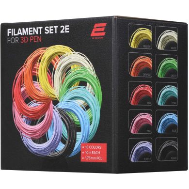 Набір ниток 2E для 3D ручки 1.75 мм, PCL (10 кольорів*10м) 2E-L-BH010