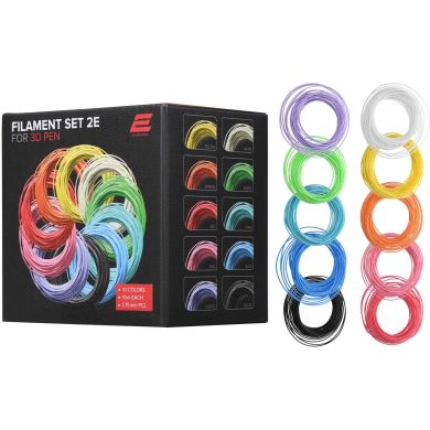 Набор нитей 2E для 3D ручки 1.75 мм, PCL (10 цветов*10м) 2E-L-BH010