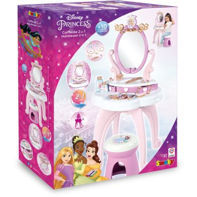 Столик с зеркалом Дисней. Принцессы Парикмахерская 2 в 1, со стульчиком SMOBY TOYS 320250