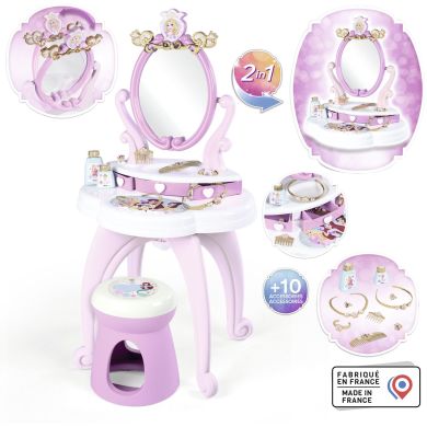Столик с зеркалом Дисней. Принцессы Парикмахерская 2 в 1, со стульчиком SMOBY TOYS 320250