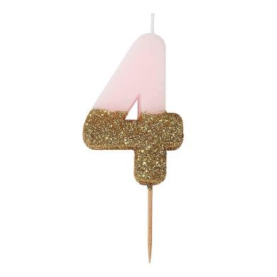 Святкова свічка-номер Talking Tables цифра &laquo;4&raquo; рожева 1 шт BDAY-CANDLE-4