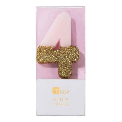Святкова свічка-номер Talking Tables цифра &laquo;4&raquo; рожева 1 шт BDAY-CANDLE-4
