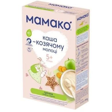 Каша молочна Гречана з яблуком і морквою на козячому молоці 200 г, Мамако