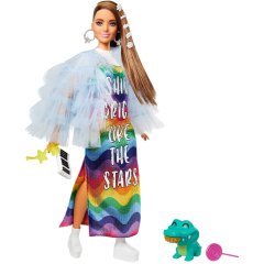 Кукла Barbie Барби Экстра в длинной радужной платья GYJ78