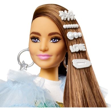 Лялька Barbie Барбі Екстра у довгій веселковій сукні GYJ78