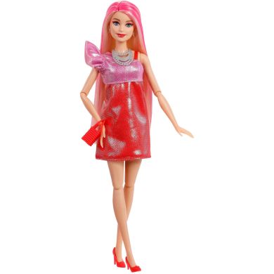 Лялька Barbie Party Unboxed серії Бьюті-вечірка у рожево-червоних тонах Barbie JFY68