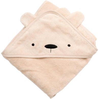 Махровое полотенце с капюшоном Sebra Медведь Майло 85х85 см, пыльно-розовый 101020004