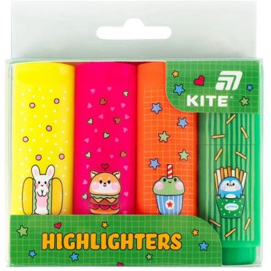 Маркер Highlighter, Kite, набір 4-х, неон Kite K26-445-1