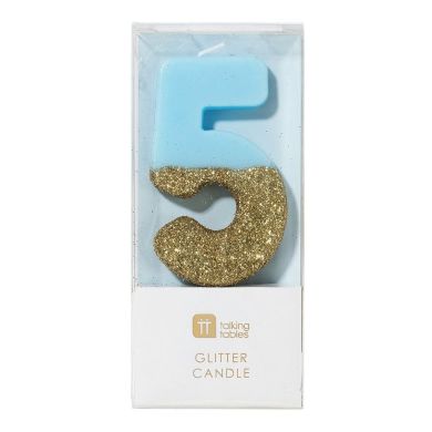 Святкова свічка-номер Talking Tables цифра &laquo;5&raquo; блакитна 1 шт BDAY-CANDLE-BLU-5