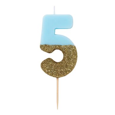 Святкова свічка-номер Talking Tables цифра &laquo;5&raquo; блакитна 1 шт BDAY-CANDLE-BLU-5