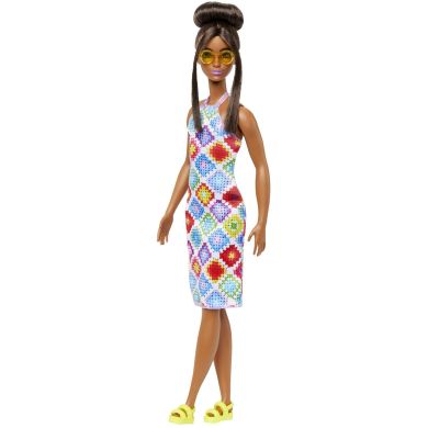 Лялька Barbie Барбі Модниця в сукні з візерунком у ромб HJT07