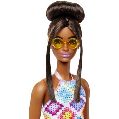 Лялька Barbie Барбі Модниця в сукні з візерунком у ромб HJT07