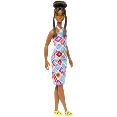 Лялька Barbie Барбі Модниця в сукні з візерунком у ромб HJT07