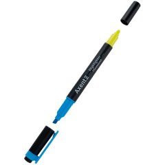 Маркер Axent Highlighter Dual 2534-02-A, 2-4 мм, клиноподібний, блакитний+жовтий 2534-02-A