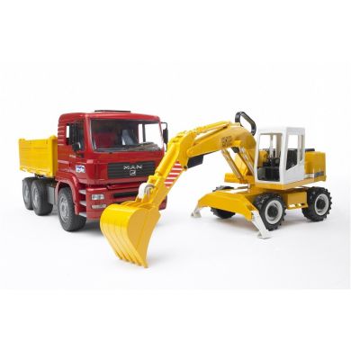 Машинка іграшкова вантажівка МАN і екскаватор Liebherr Bruder 02751