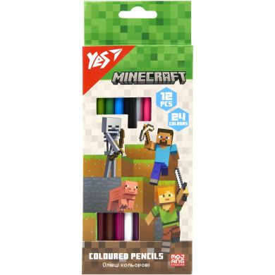 Олівці кольорові Yes 12/24 кольорів Minecraft 290763