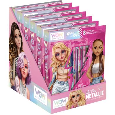 Розмальовка блокнот з 8 гелевими ручками Wow Generation WOW00143