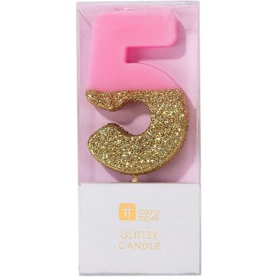 Святкова свічка-номер Talking Tables цифра &laquo;5&raquo; рожева 1 шт BDAY-CANDLE-5