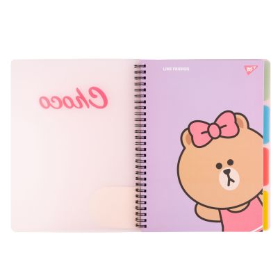 Зошит для записів YES В5, 80 арк., софт-тач пласт.обкл. Line Friends. Choco 765740