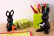 Диспенсер Qualy для скотча настільний Bunny 16,8 см, пластик, чорний QL10114-BK