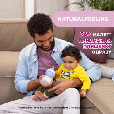 Пляшка пластикова Natural Feeling 250мл соска силіконова від 2 місяців середній потік хлопчик 8058664153640