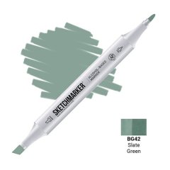 Маркер Sketchmarker 2 пера тонке і долото Slate Green Зелений сланец SM-BG042