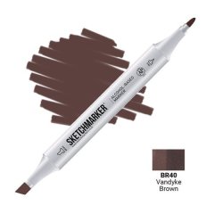 Маркер спиртовой двухсторонний Sketchmarker Vandyke Brown SM-BR040