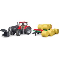 Машинка игрушечная-трактор Case IH Optum 300CVX с прицепом для тюков Bruder 03198