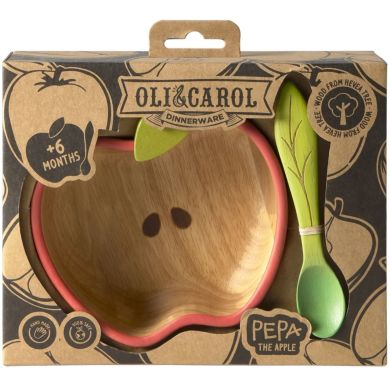 Набір дитячого посуду: миска та ложка &laquo;Яблуко&raquo;, Oli&Carol W-BOWL-APPLE