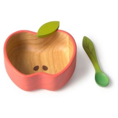 Набір дитячого посуду: миска та ложка &laquo;Яблуко&raquo;, Oli&Carol W-BOWL-APPLE