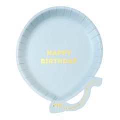 Одноразові паперові тарілки Talking Tables We Heart Birthdays в формі кульки блакитні 12 шт. BDAY-PLATE-BALL-B