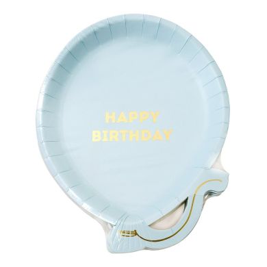 Одноразові паперові тарілки Talking Tables We Heart Birthdays в формі кульки блакитні 12 шт. BDAY-PLATE-BALL-B
