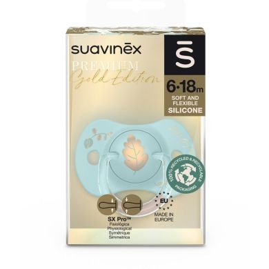 Пустушка фізіологічна, 6-18 місяців, Gold Edition/блакитна Suavinex 307859, Блакитний
