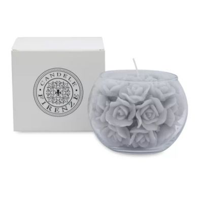 Свічка Candele Firenze Троянда кам'яна сіра у склі 100 мм GL100350XH25 8026159007068