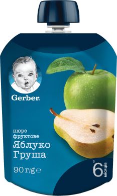 Фруктове пюре Gerber Яблуко-Груша з 6 місяців 90 г 12357925 7613036345507