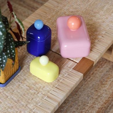 Ємність для зберігання з кришкою-кулькою, жовта, 13см, & Klevering 1506-03