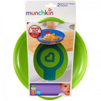 Набор термочутливих тарелок Munchkin White Hot 2 шт зелёная и оранжевая 012104.02, Разноцветный, 2