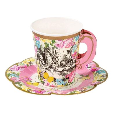 Одноразові чашки і блюдця Химерна Аліса Talking Tables TSALICE-CUPSETV2