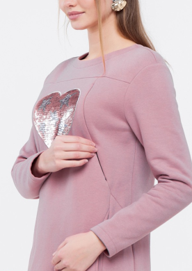 Платье для беременных Yula mama S Розовый Milano