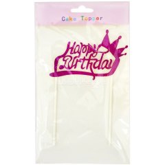 Топпер Happy Birthday для прикрашання тортів в асортименті 47918mix