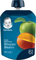 Фруктове пюре Gerber Яблуко-Манго з 6 місяців 90 г 12357932 7613036345866