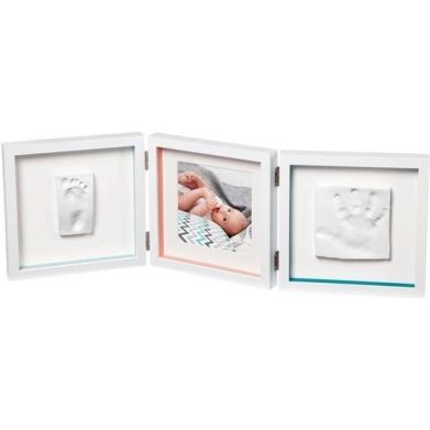 Набор для создания отпечатка ручки и ножки малыша Baby Art Тройная рамка Белая с полосками Baby Art 3601095400