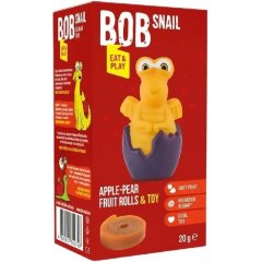 Набір Bob Snail Цукерки фруктові Rolls Apple-pear натуральні 20г + іграшка 1шт 4820219342748