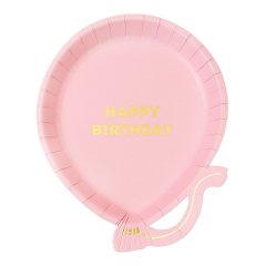 Одноразові паперові тарілки Talking Tables We Heart Birthdays в формі кульки рожеві 12 шт. BDAY-PLATE-BALL-P